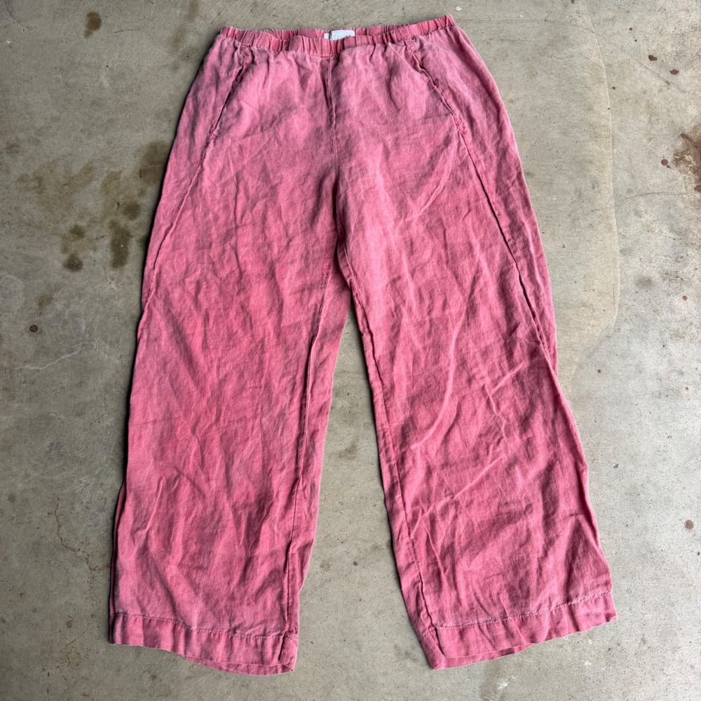 Velvet by Graham & Spencer Linen Pants Womens S Pink Wide Leg Casual Beachy Boho
